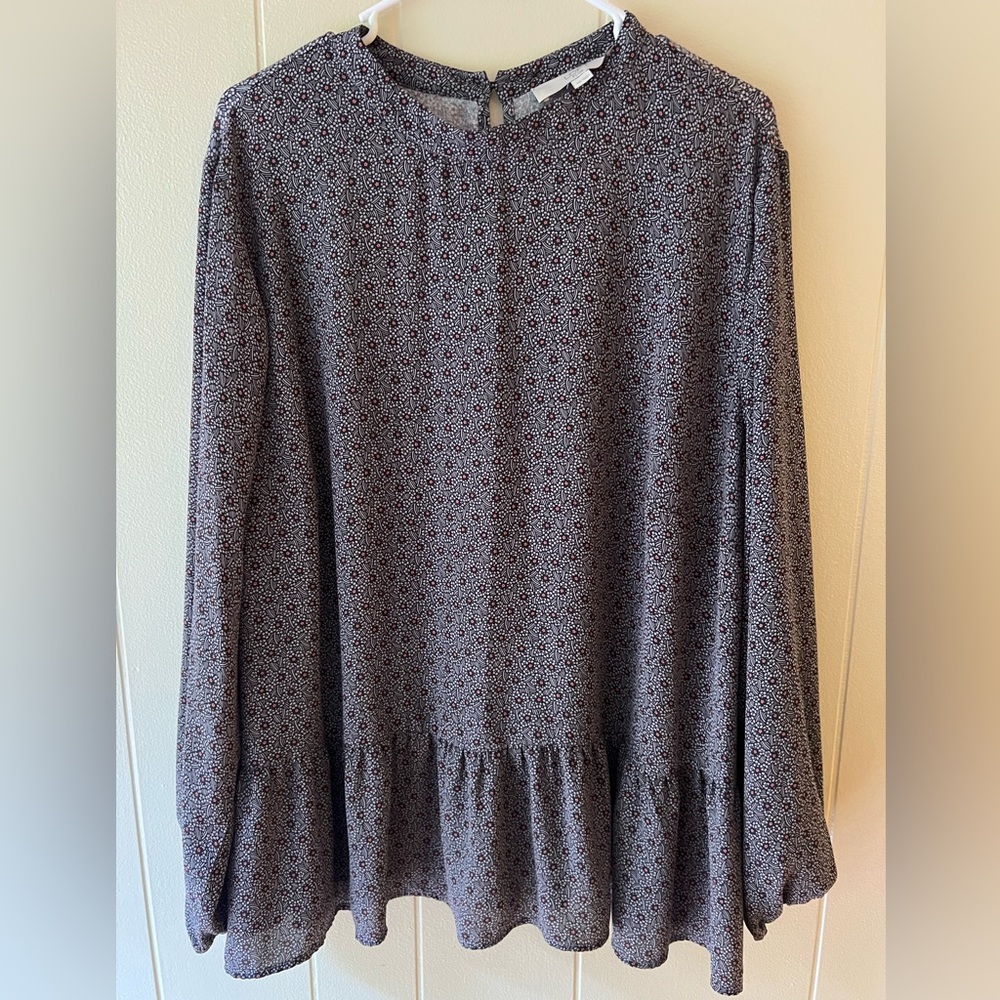 Loft Top Womens Long Sleeves Floral Print Blouse Peplum Plus Size 20